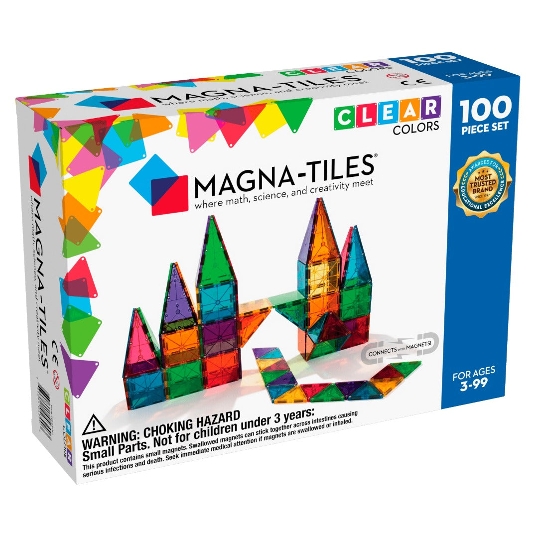 Magna Tiles 32 Piece Clear Colours Set, KidzInc Australia