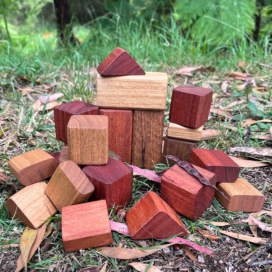 In-wood Bag of Blocks, assorted, 26 pcs