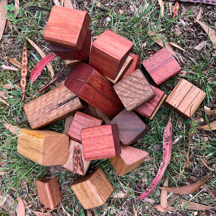 In-wood Bag of Blocks, assorted, 26 pcs