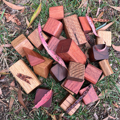 In-wood Bag of Blocks, assorted, 26 pcs