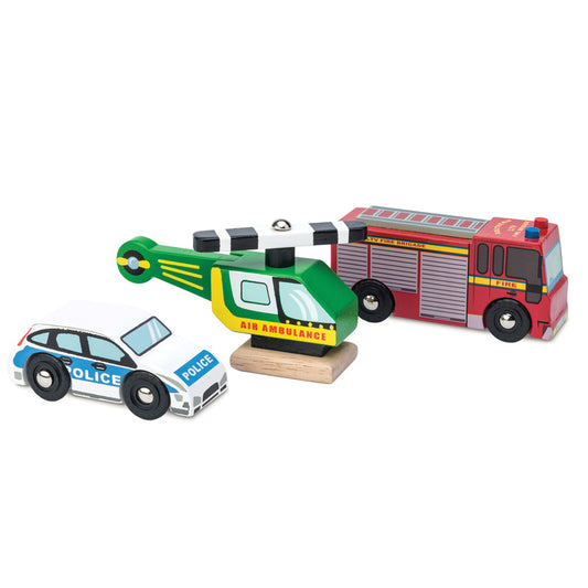 'Emergency Vehicles' Wooden Car Set