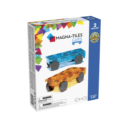 Magna-Tiles - Set Pengembangan 2 Keping Kereta - Biru dan Oren