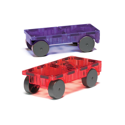 Magna-Tiles - Set Pengembangan 2 Keping Kereta - Ungu dan Merah