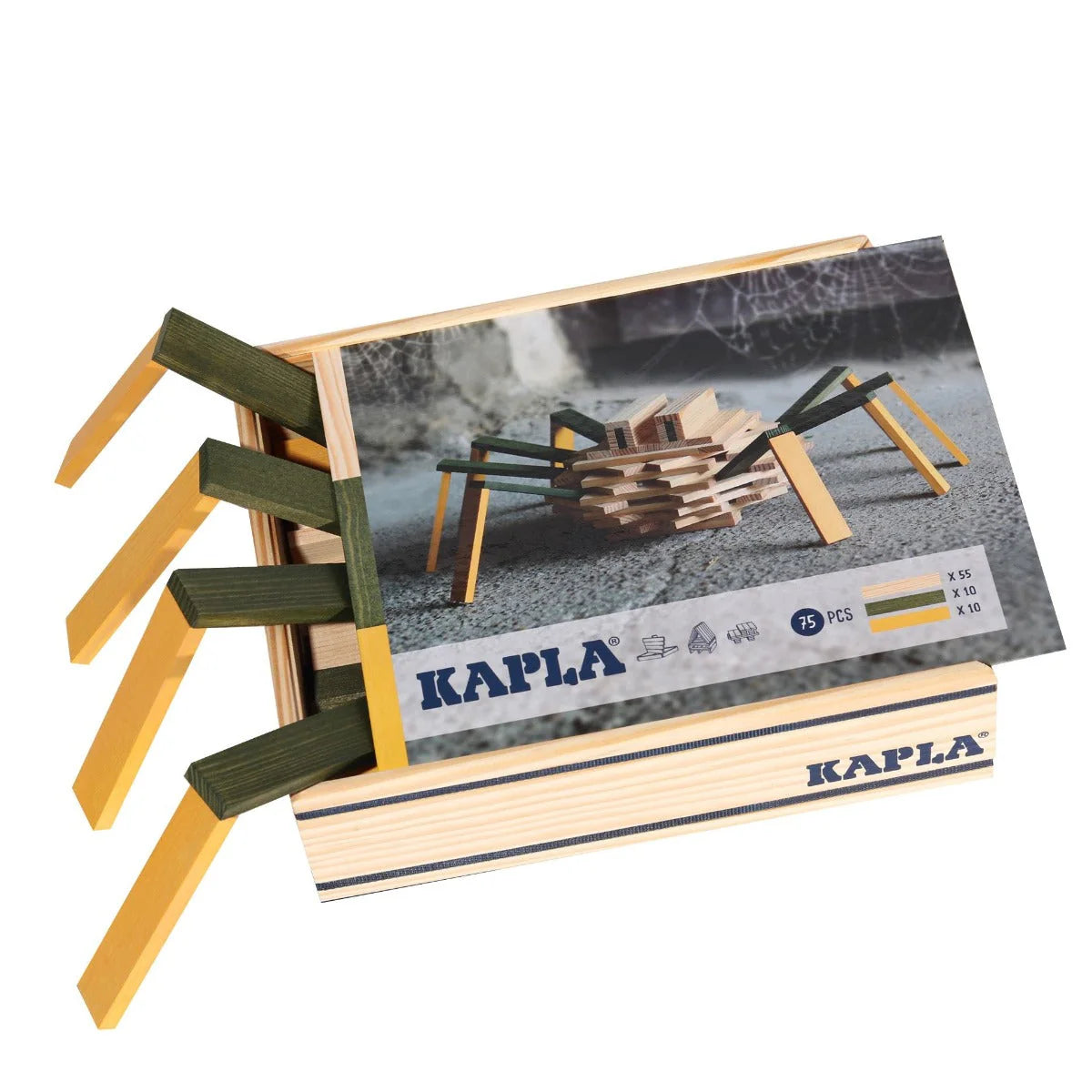 KAPLA Construction Building Blocks - 75 Spider Set - Wooden Case