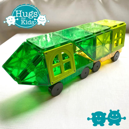 Magna-Tiles - Set Pengembangan 2 Keping Kereta - Kuning dan Hijau