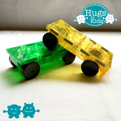 Magna-Tiles - Cars 2-Piece Expansion Set - Yellow and Green