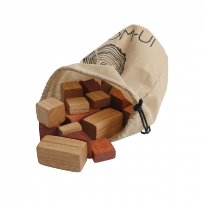 In-wood Bag of Blocks, assorted, 26 pcs