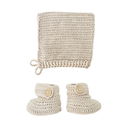 Vanille-Häkelhauben- und Bootie-Set